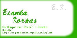 bianka korpas business card